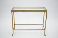 Roger Thibier Rare Mid century Roger Thibier gilt wrought iron gold leaf console table 1960s - 994533