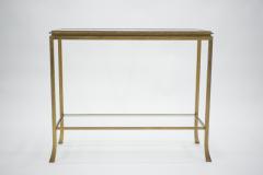 Roger Thibier Rare Mid century Roger Thibier gilt wrought iron gold leaf console table 1960s - 994534