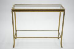 Roger Thibier Rare Mid century Roger Thibier gilt wrought iron gold leaf console table 1960s - 994536