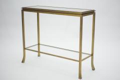 Roger Thibier Rare Mid century Roger Thibier gilt wrought iron gold leaf console table 1960s - 994539