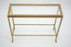 Roger Thibier Rare Mid century Roger Thibier gilt wrought iron gold leaf console table 1960s - 994542