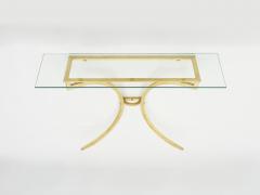 Roger Thibier Rare Roger Thibier gilt wrought iron gold leaf console table with mirror 1960s - 1054892