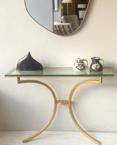 Roger Thibier Roger Thibier French Gilded Iron Console with Glass Top c1960 1970 - 4387368