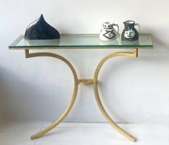 Roger Thibier Roger Thibier French Gilded Iron Console with Glass Top c1960 1970 - 4387370