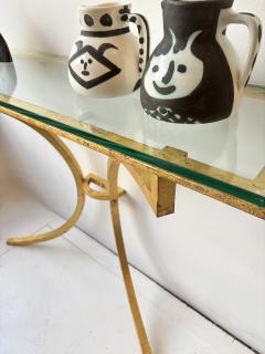 Roger Thibier Roger Thibier French Gilded Iron Console with Glass Top c1960 1970 - 4387374