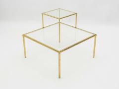 Roger Thibier Roger Thibier gilt wrought iron glass coffee end table 1960s - 1027577