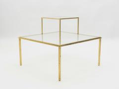 Roger Thibier Roger Thibier gilt wrought iron glass coffee end table 1960s - 1027579