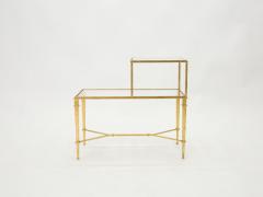 Roger Thibier Roger Thibier gilt wrought iron glass two tier end table 1960s - 1851723