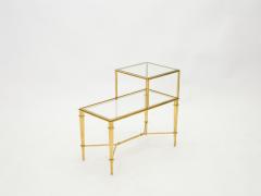 Roger Thibier Roger Thibier gilt wrought iron glass two tier end table 1960s - 1851724