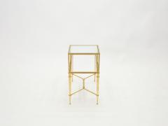 Roger Thibier Roger Thibier gilt wrought iron glass two tier end table 1960s - 1851737