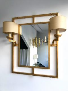 Roger Thibier Set Mirror Console Wrought Iron Gold Leaf by Roger Thibier France 1960s - 537252