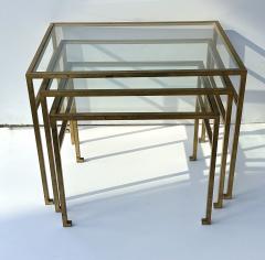 Roger Thibier Set of 3 Nesting Tables Gilt Wrought Iron by Roger Thibier France 1960s - 4049999