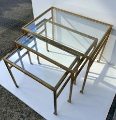 Roger Thibier Set of 3 Nesting Tables Gilt Wrought Iron by Roger Thibier France 1960s - 4050000