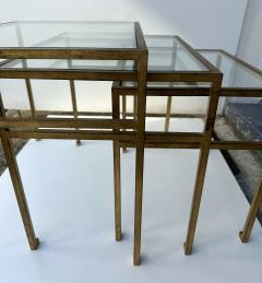 Roger Thibier Set of 3 Nesting Tables Gilt Wrought Iron by Roger Thibier France 1960s - 4050001