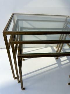 Roger Thibier Set of 3 Nesting Tables Gilt Wrought Iron by Roger Thibier France 1960s - 4050003