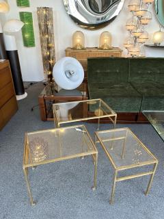 Roger Thibier Set of 3 Nesting Tables Gilt Wrought Iron by Roger Thibier France 1960s - 4050008