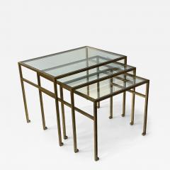 Roger Thibier Set of 3 Nesting Tables Gilt Wrought Iron by Roger Thibier France 1960s - 4054020