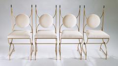 Roger Thibier Set of 4 mid century chairs gold leaf and velvet by Roger Thibier 1960s - 983476