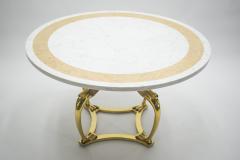 Roger Thibier Unique Mid century Roger Thibier brass marble dining table 1970s - 995903