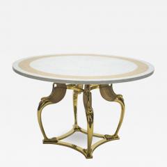 Roger Thibier Unique Mid century Roger Thibier brass marble dining table 1970s - 998485