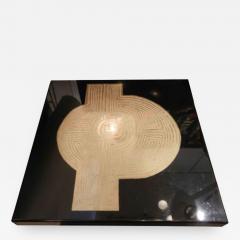 Roger Vanhevel A Large Modernist Cocktail Table in Black Lacquer and Etched Brass - 257385