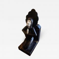 Roland Paris Roland Paris Bronze Ivoroid Praying Bookends Art Deco Iron Marble - 1344406