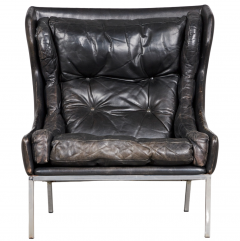 Roland Rainer Roland Rainer Mid Century Leather Steel Lounge Chair - 2780116
