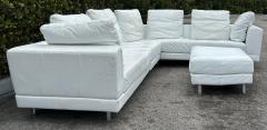 Rolf Benz ROLF BENZ Leather Sectional Sofa and Ottoman with Glass Attached Side Table - 4507449