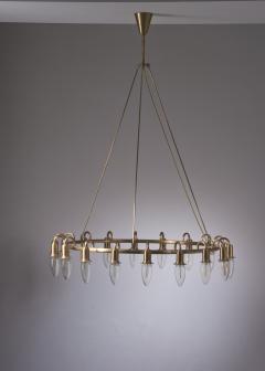 Rolf Graae Large brass ring chandelier Denmark - 2842848