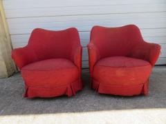 Rolling Barrel Back Lounge Chairs Mid Century Modern Pair - 1550411