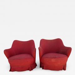 Rolling Barrel Back Lounge Chairs Mid Century Modern Pair - 1552809