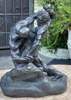 Roman Male Nude Wrestler Composition Sculpture - 2621951