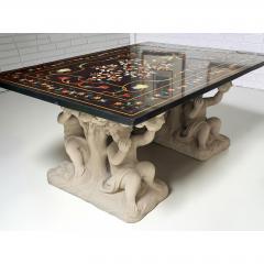 Roman Pietra Dura Inlaid Marble Table Stone Putti Base - 4707409