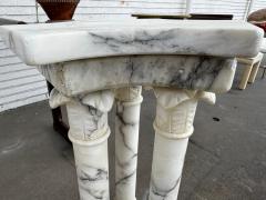 Roman Tri Column Carrera Marble Pedestal Table - 4489060