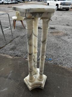 Roman Tri Column Carrera Marble Pedestal Table - 4489071