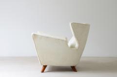 Romano Boico Rare modernist armchair in padded wood covered in fabric  - 3732396