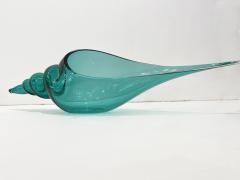 Romano Dona 1980 Romano Don Italian Modern Aqua Turquoise Murano Art Glass Spire Shell Bowl - 2598657