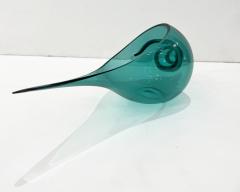 Romano Dona 1980 Romano Don Italian Modern Aqua Turquoise Murano Art Glass Spire Shell Bowl - 2598659