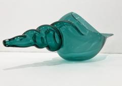 Romano Dona 1980 Romano Don Italian Modern Aqua Turquoise Murano Art Glass Spire Shell Bowl - 2598660