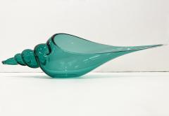 Romano Dona 1980 Romano Don Italian Modern Aqua Turquoise Murano Art Glass Spire Shell Bowl - 2598674