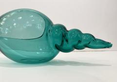 Romano Dona 1980 Romano Don Italian Modern Aqua Turquoise Murano Art Glass Spire Shell Bowl - 2598676