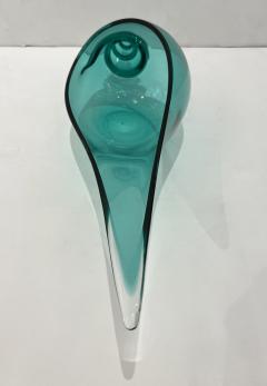 Romano Dona 1980 Romano Don Italian Modern Aqua Turquoise Murano Art Glass Spire Shell Bowl - 2598677