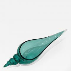 Romano Dona 1980 Romano Don Italian Modern Aqua Turquoise Murano Art Glass Spire Shell Bowl - 2602505