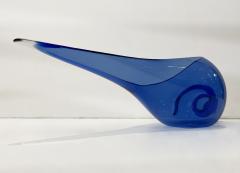 Romano Dona 1980 Romano Don Italian Modern Cobalt Blue Murano Art Glass Spire Shell Bowl - 2598766