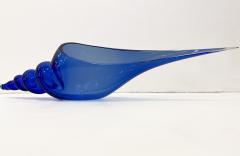 Romano Dona 1980 Romano Don Italian Modern Cobalt Blue Murano Art Glass Spire Shell Bowl - 2598772