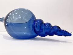 Romano Dona 1980 Romano Don Italian Modern Cobalt Blue Murano Art Glass Spire Shell Bowl - 2598775