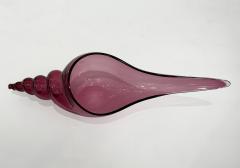 Romano Dona 1980 Romano Don Italian Modern Fuchsia Coral Murano Art Glass Spire Shell Bowl - 2598737