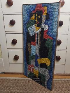 Romanos Romanos Romanos Mexican Glass Mosaic Panel Campesino Figure c 1950s 1960s - 4466407