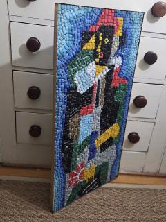 Romanos Romanos Romanos Mexican Glass Mosaic Panel Campesino Figure c 1950s 1960s - 4466408