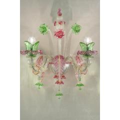 Romantic Floreal C Rezzonico Murano Glass Wall Sconce With Silver Leaf - 4349990